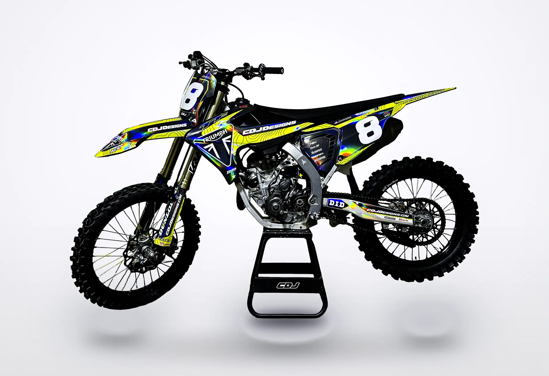 Triumph TF 250-X wearing the CDJ Designs Topo Series graphics kit